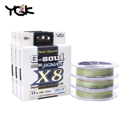 Linha de Pesca Trançada Multicores de 8 Fios Original Japonesa 200M 300M YGK G-SOUL X8 JIGMAN, Linha PE de Alta Resistência para Carretel de Pesca de Baixo e Carpa