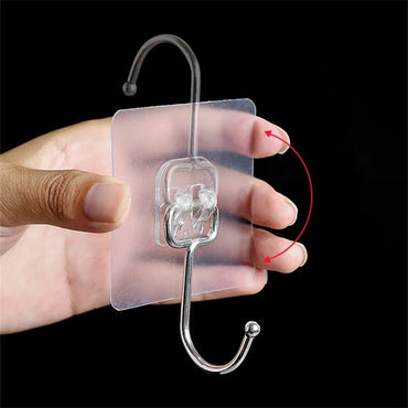 Big Size Hook Self-Adhesive PVC Stainless Steel Transparent Multi-Purpose Wall Holder Door Rack Kitchen Storage Organizer Home