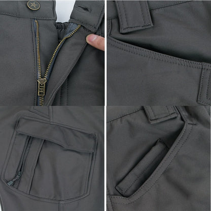 Men's Winter Military Fleece Tactical Sharkskin Cargo Pants Camping Hiking Climbing Trekking Waterproof Outdoor Trousers 5XL