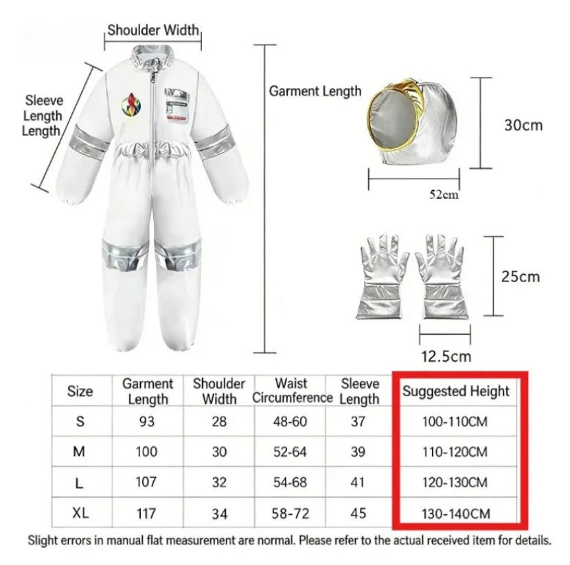 Cosplay Costume Pink Astronaut Height100-150 Pop Space-Themed Dress-Up Outfits Space Explorer Role-Play Jumpsuit Park Performanc