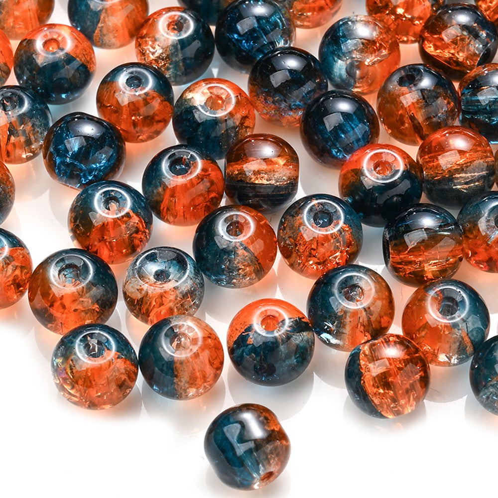 100pcs 8mm Christmas Crystal Glass Crack Beads Red and Green Gradient Spacer Beads for DIY Bracelet Necklace Jewelry Making