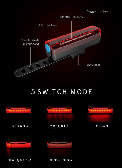 10000mAh 6-8 LED Bike Light USB Rechargeable 3600 Lumens Bike Headlight Super Bright Flashlight Front Lights and Back Rear light