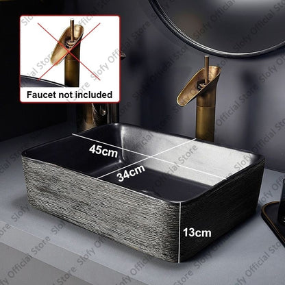 Retro Art Ceramic Sink Multiple Styles Black Washbasin Single Bowl Low-Key Luxury Countertop Basins For Household Hotel Bathroom