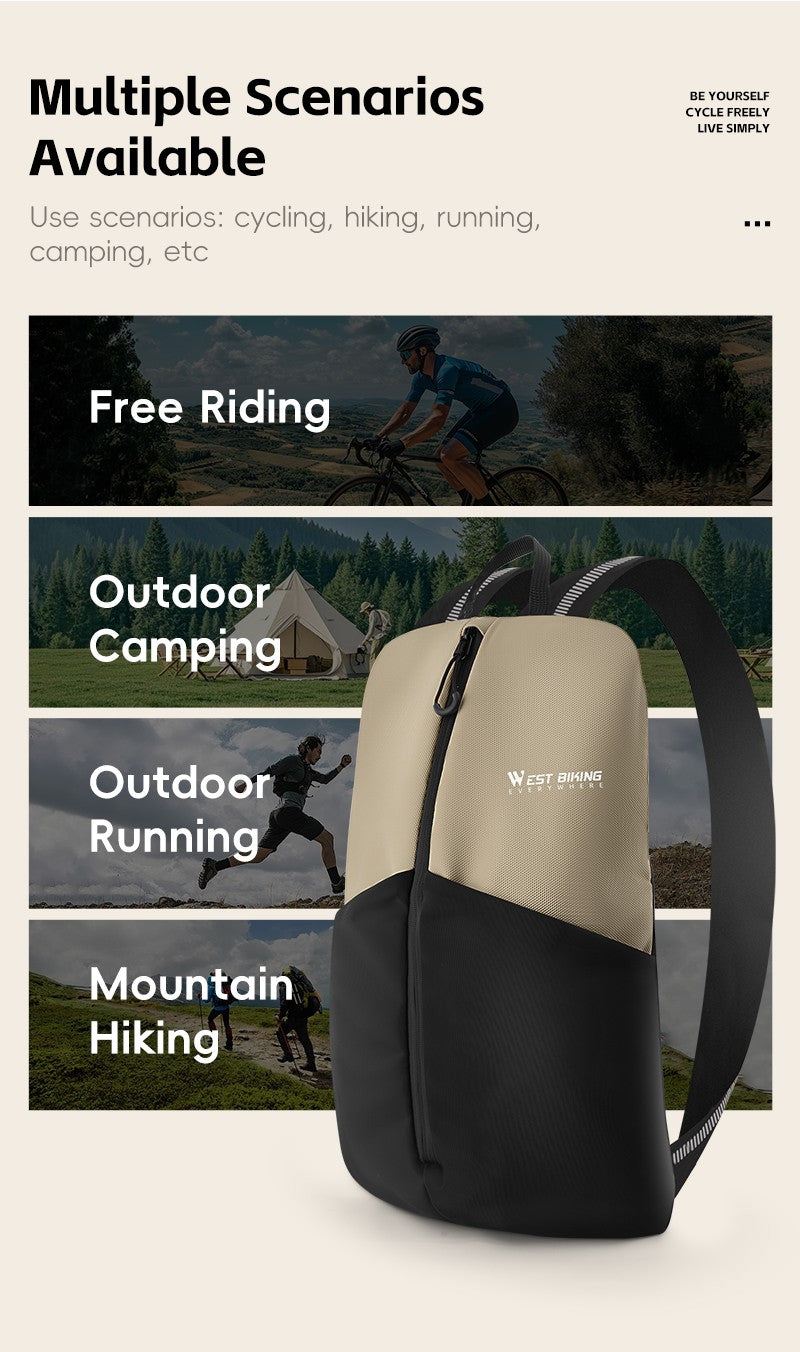 WEST BIKING Portable Lightweight Cycling Backpack Multi-Pocket Design Reflective Water Repellent Trekking Backpack Elastic Strap