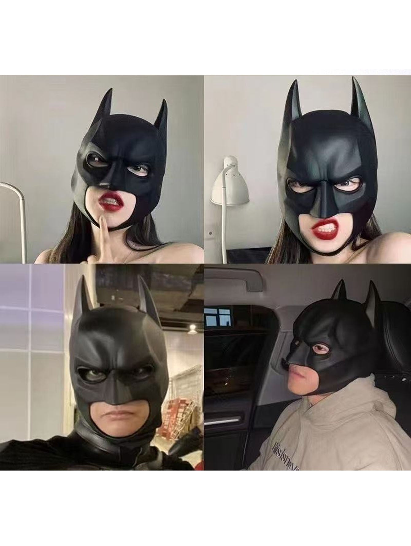 Bat Mask Headgear Latex Material Cosplay Headgear Halloween Night Dance Party Adult Masquerade Mask Latex Mask for Men Anime