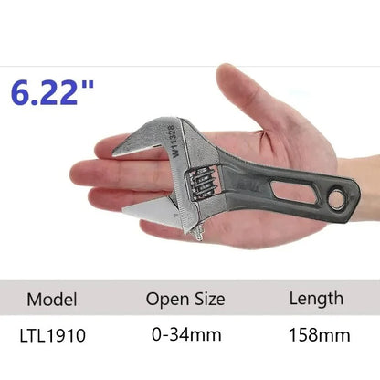 Chave Ajustável de Boca Larga Cabo Curto Mini Chave Inglesa Escala a Laser Cabo Emborrachado Ferramentas de Encanamento para Banheiro