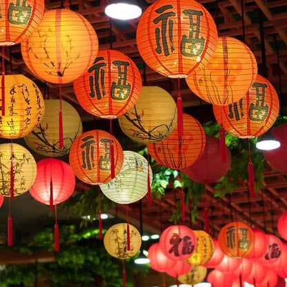 12Inch Printed Flower Round Chinese Paper Lanterns Birthday Wedding Decor Craft DIY Festival Lantern Party Supplies