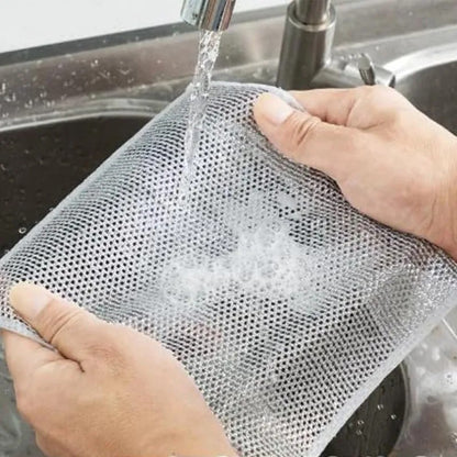 20/5pçs Pano de Limpeza de Fio de Aço Espessado Sem Riscos Dupla Camada Ferro Microfibra Pano de Prato de Malha Esponja de Lavar Panelas Panos de Cozinha