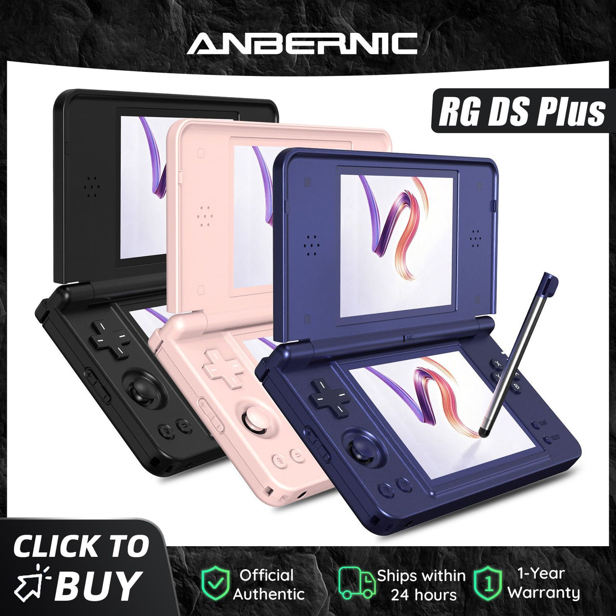 Anbernic RG  DS Plus Retro Handheld Game Console Dual Screen 4.3 Inch IPS RK3568 Linux 1GB RAM 16GB TF WiFi Bluetooth 4000mAh