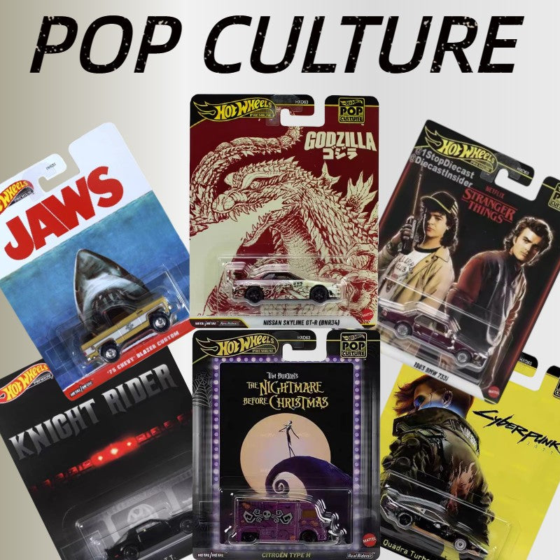 Coleção Hot Wheels HXD63 Pop Culture Original Séries Stranger Things Godzilla Batman Jaws Matrix Carros de Coleção Presentes