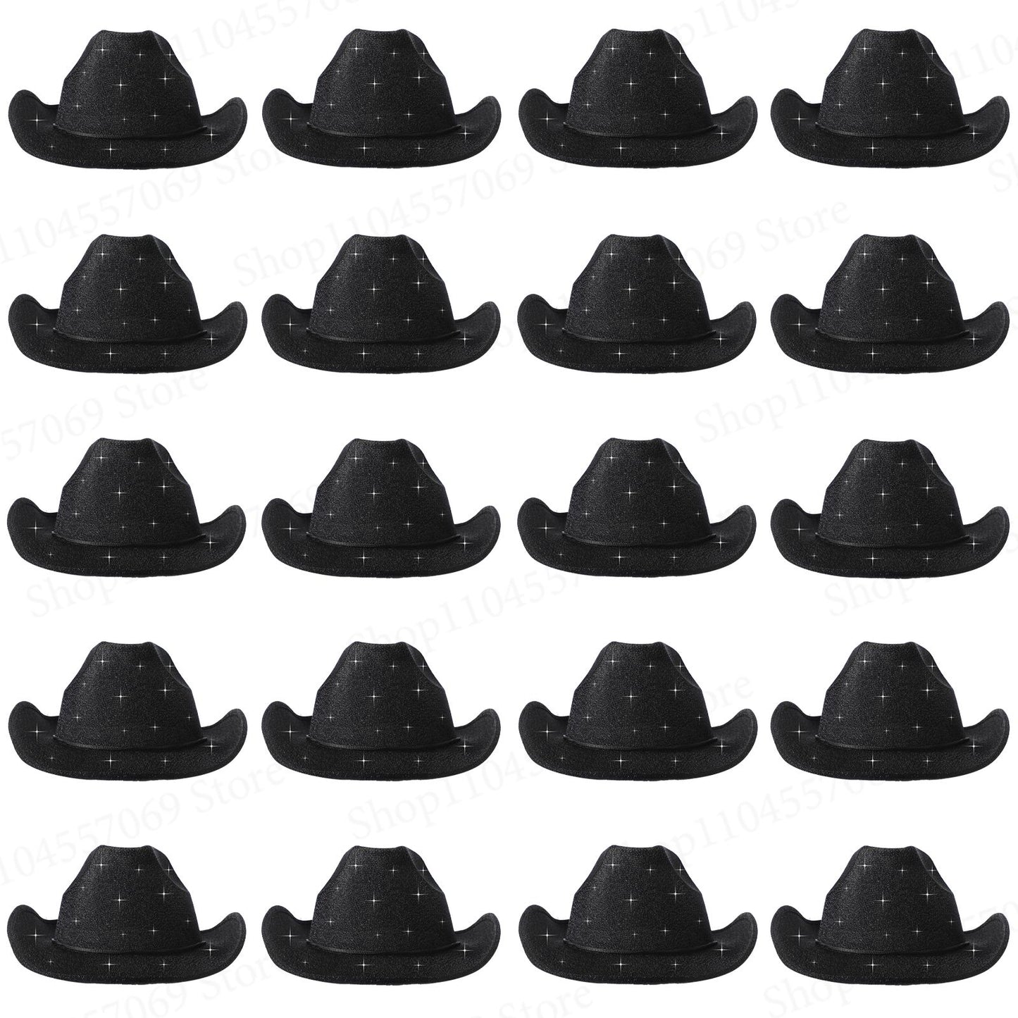 6-48Pcs Sparkly Cowboy Hat for Wedding Bachelorette Party Cowgirl Hats with Bandanas Heart Sunglasses Western Party Supplies
