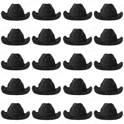 6-48Pcs Sparkly Cowboy Hat for Wedding Bachelorette Party Cowgirl Hats with Bandanas Heart Sunglasses Western Party Supplies