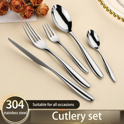 5Pcs 304 stainless steel tableware set steak knife fork cutlery set restaurant kitchen Home commercial high-end dinnerware