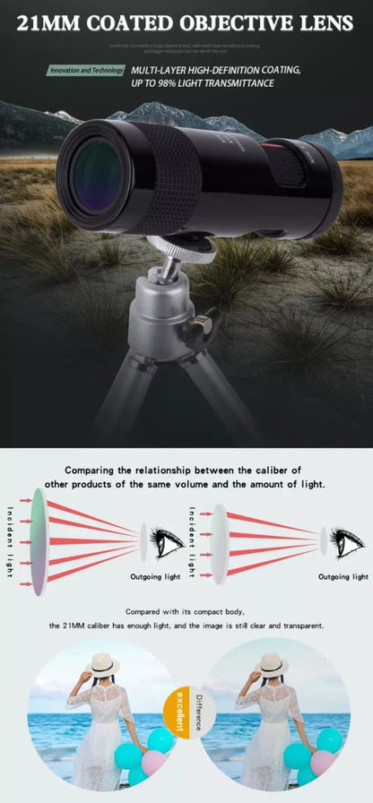 Monóculo Potente 10-30x21 Zoom Mini Telescópio Portátil Luneta Equipamento de Camping Visor Óptico Monóculo