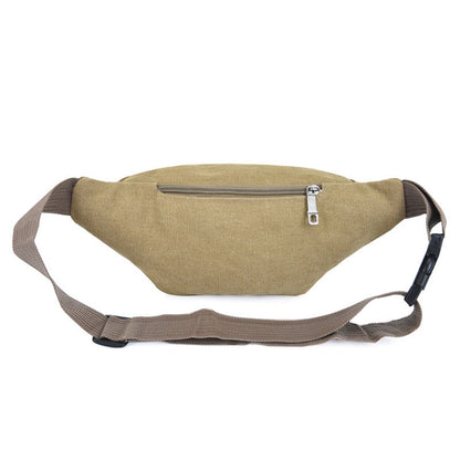 Thick canvas waist bag, outdoor leisure sports crossbody chest bag, men's portable change phone bag, multifunctional-A-DH