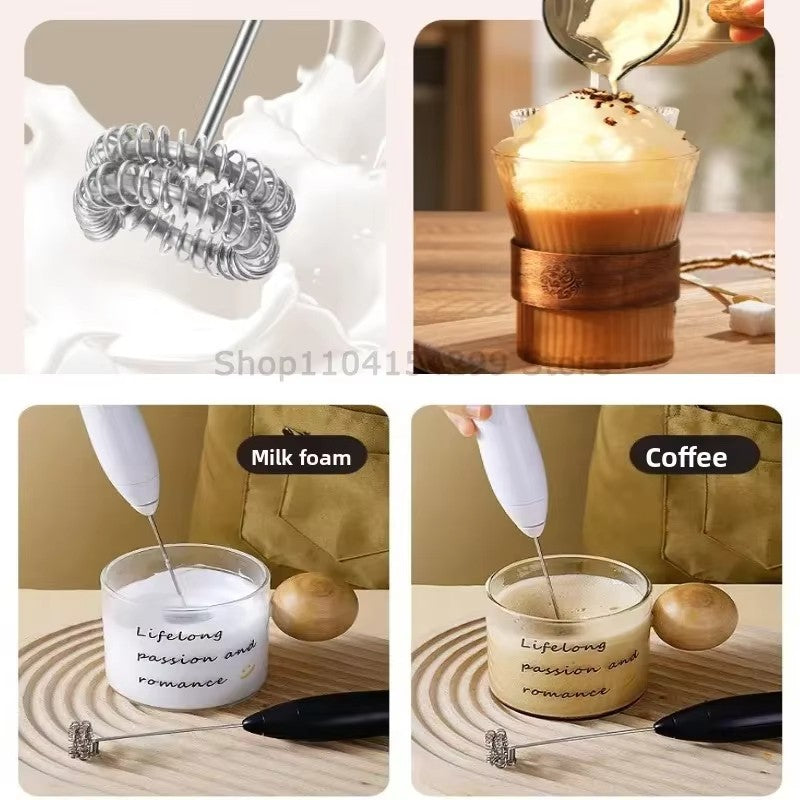 Electric milk frother, handheld egg beater, 3-speed portable dessert beverage coffee machine, mini home kitchen mixer