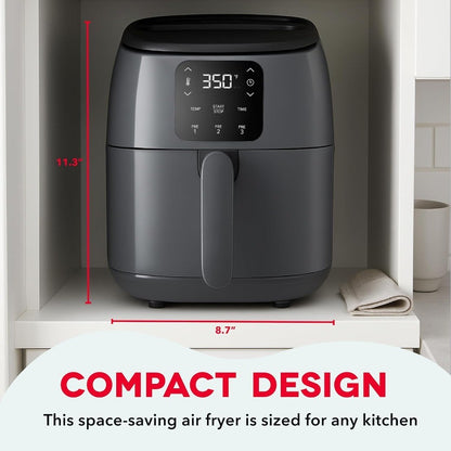 Fritadeira Elétrica de Ar TastiCrisp 2.6 Qt. Cinza Compacta para Alimentos Mais Saudáveis em Minutos Ideal para Espaços Pequenos Características