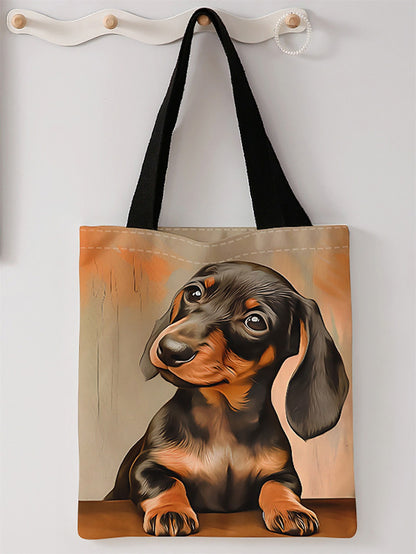 Dog pattern printed casual handbag, reusable fashionable backpack, multifunctional handbag, canvas shopping bag