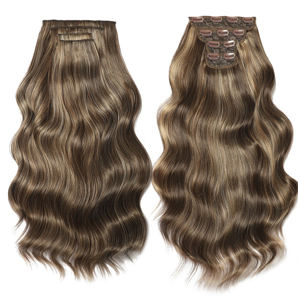Bio Body Wave Clip in Hair Extensions 22 polegadas 4 peças/lote 220g Macio Natural Fibra Sintética Resistente ao Calor Clip in