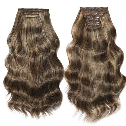Bio Body Wave Clip in Hair Extensions 22 polegadas 4 peças/lote 220g Macio Natural Fibra Sintética Resistente ao Calor Clip in