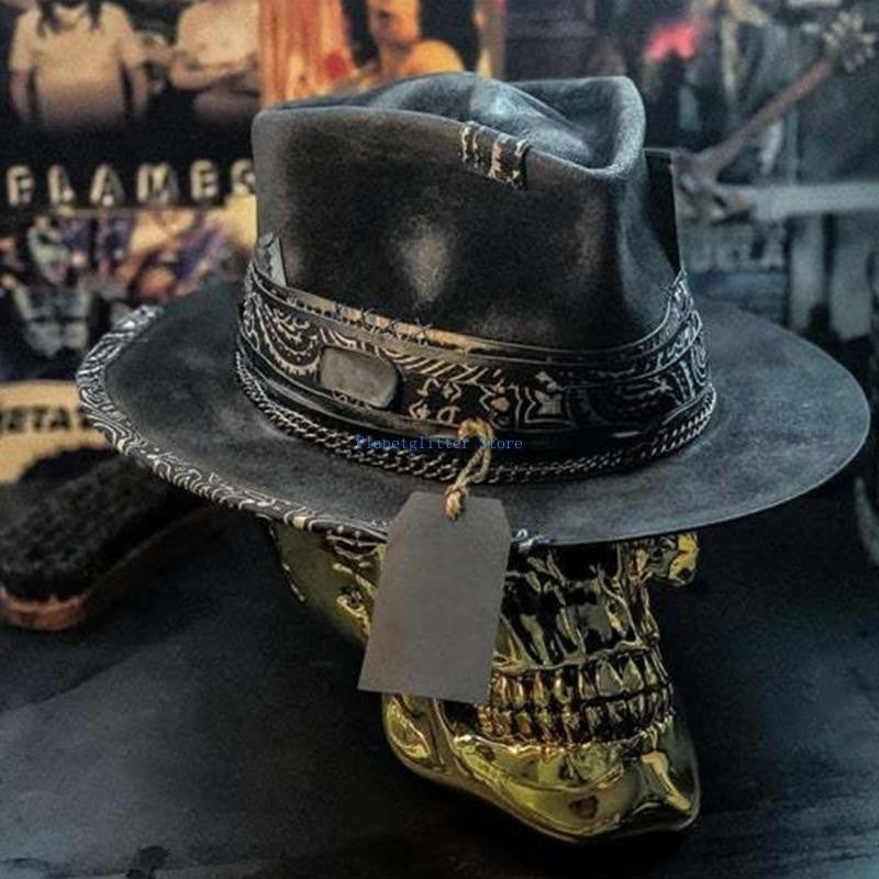 652B Halloween Gift Cowboy Hat Perfect Present for Halloween Lovers Skull-themed Cowboy Hat Festival Party Gift