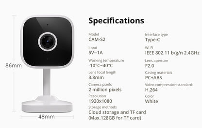 Câmera de Segurança Inteligente WiFi SONOFF CAM Slim Gen2 1080P HD Detecção de Movimento Áudio Bidirecional Visão Noturna Suporte Alexa Google