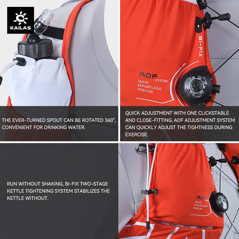 KAILAS FUGA AIR 8L Unisex Travel Marathon Trail Running Hiking Cycling Backpacks  with Dual Soft Water Bottles KA2554005