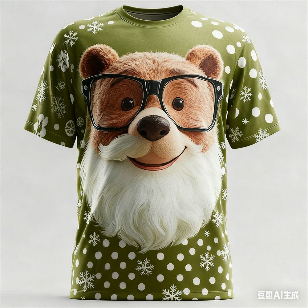Christmas Men's T-shirt Animal 3D pattern printed Men's women's round neck T-shirt quick-dry t shirt for man Unisex y2k clothing