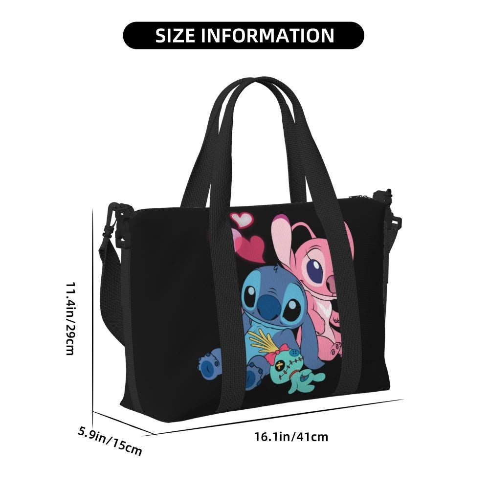 Custom Large SLilo And Stitch Cartoon Tote Bag Women Anime Shopping Shoulder Beach Gym Travel Bag
