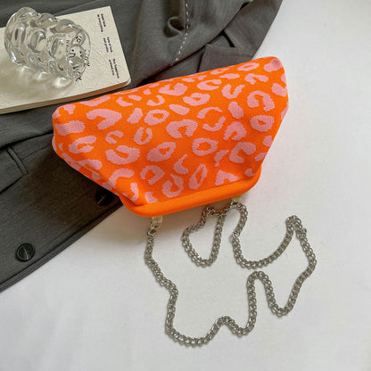 Dopamine Leopard Print Clutch Bag with Detachable Strap Leopard Print Shoulder Bag Leopard Crossbody Bag for Modern Ladies