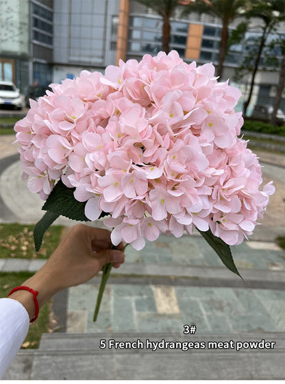 5 Heads Hydrangea Bouquet Silk Artificial Flowers for Party Wedding Living Room Decoration Accessories Home Decor Fake Flowers