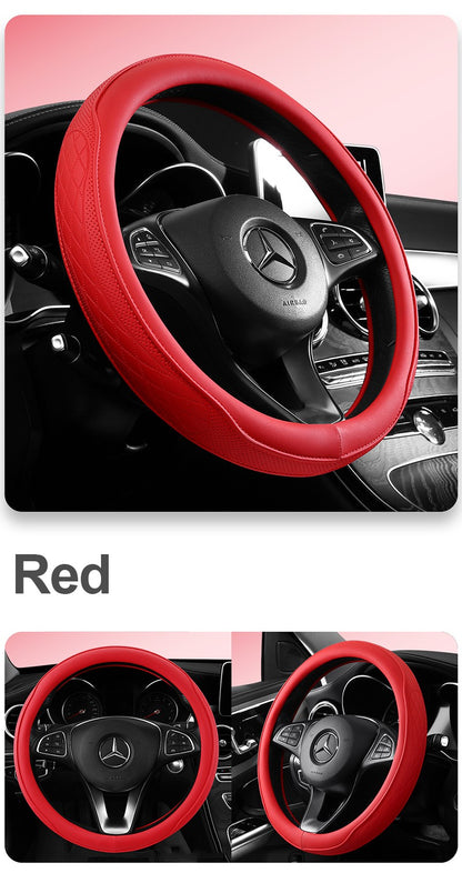 Motocovers Car  Anti-Slip Leather Steering wheel Cover Universal car Steering Wheel Protective Cover Fashion Style 38cm Type O D