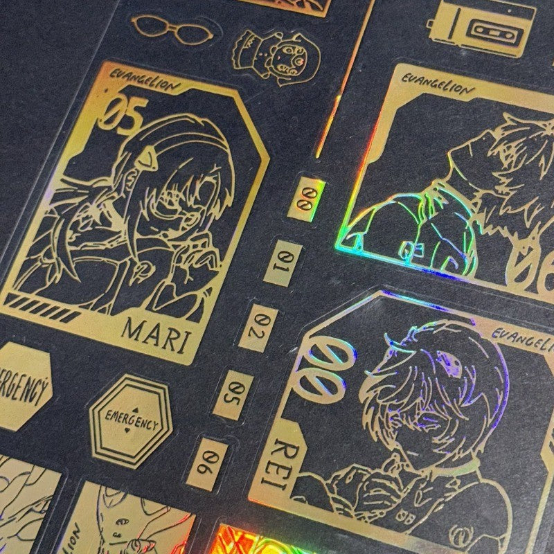 Evangelion Eva Anime Sticker Cartoon Laser Metal Sticker Notebook Headset Mobile Phone Tablet Decorative Waterproof Sticker Gift