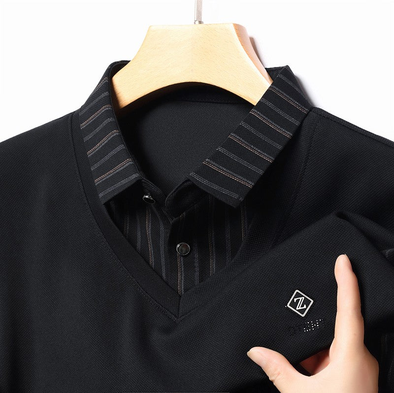 High quality brand long sleeve men's polo shirt autumn new style fashionable flip collar striped personalized top casual T-shirt