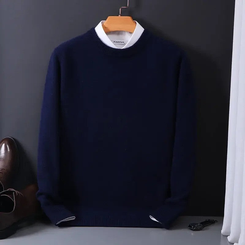 Men's Wool Cashmere Sweater O-Neck Pullovers Knitted Sweaters Autumn Winter Long Sleeve High-End Jumpers Tops Knitwear Male 3XL