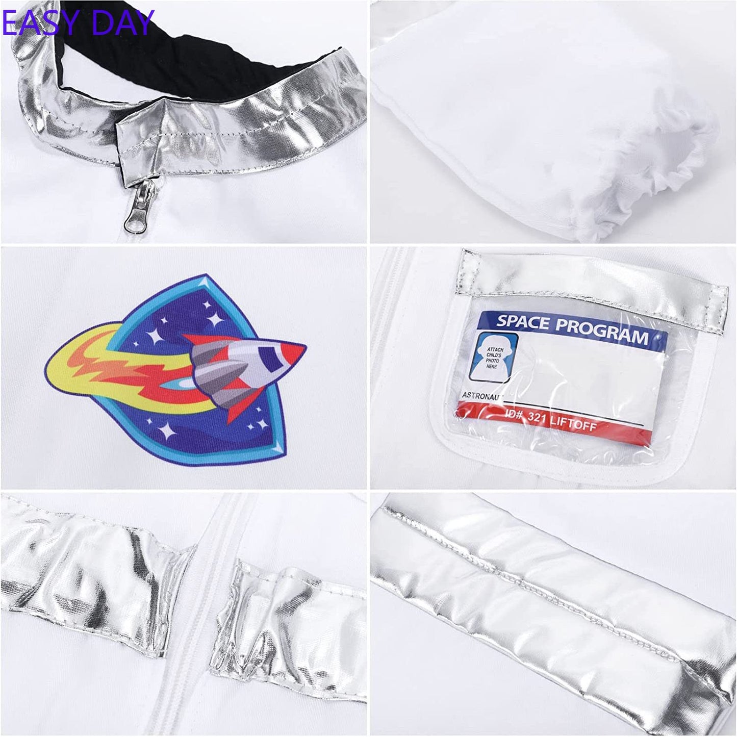 Halloween Astronaut Cosplay Costume Kids Boy Girl Jumpsuit Cartoon Space Party Spaceman Outfit White Spacesuit Bodysuit Clothing