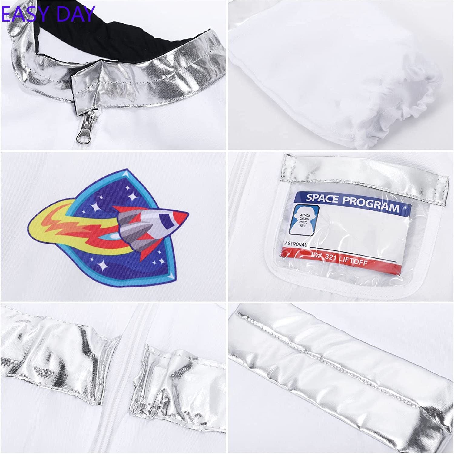 Halloween Astronaut Cosplay Costume Kids Boy Girl Jumpsuit Cartoon Space Party Spaceman Outfit White Spacesuit Bodysuit Clothing
