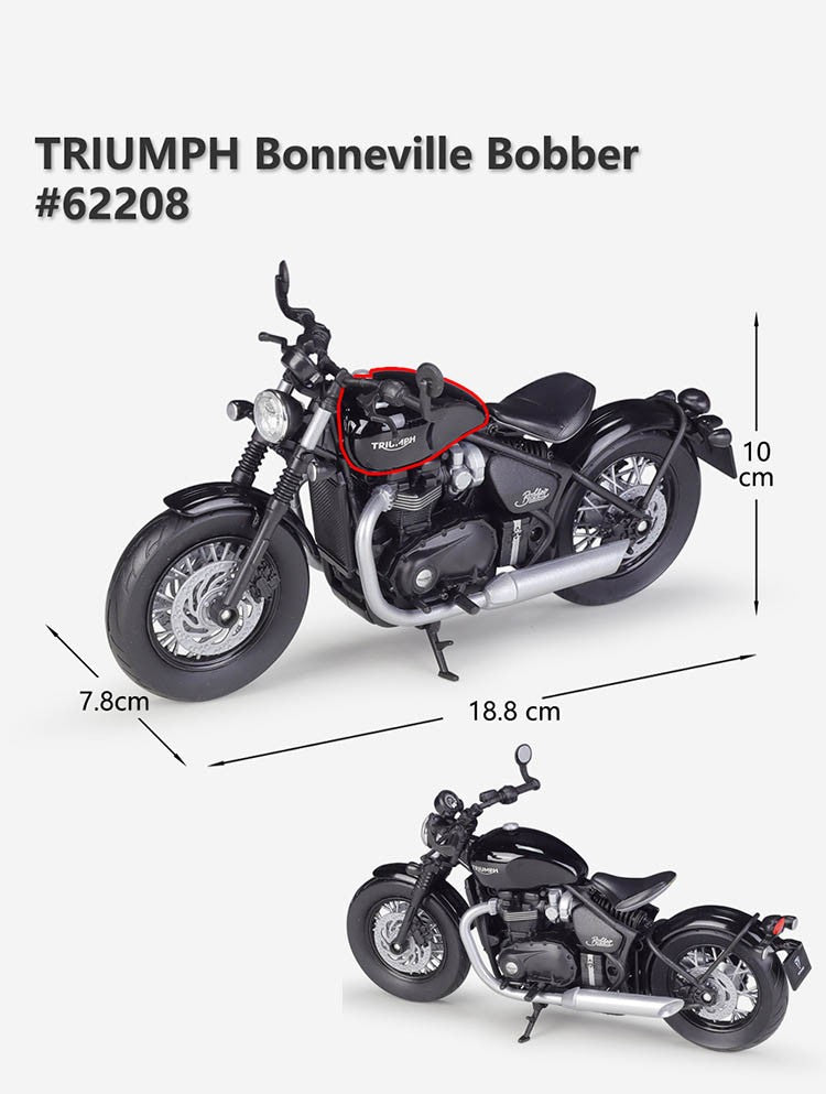 WELLY 1:12 Triumph Bonneville Bobber Miniatura de Liga de Motocicleta de Brinquedo Simulação de Brinquedo de Metal Fundido de Motocicleta para Crianças
