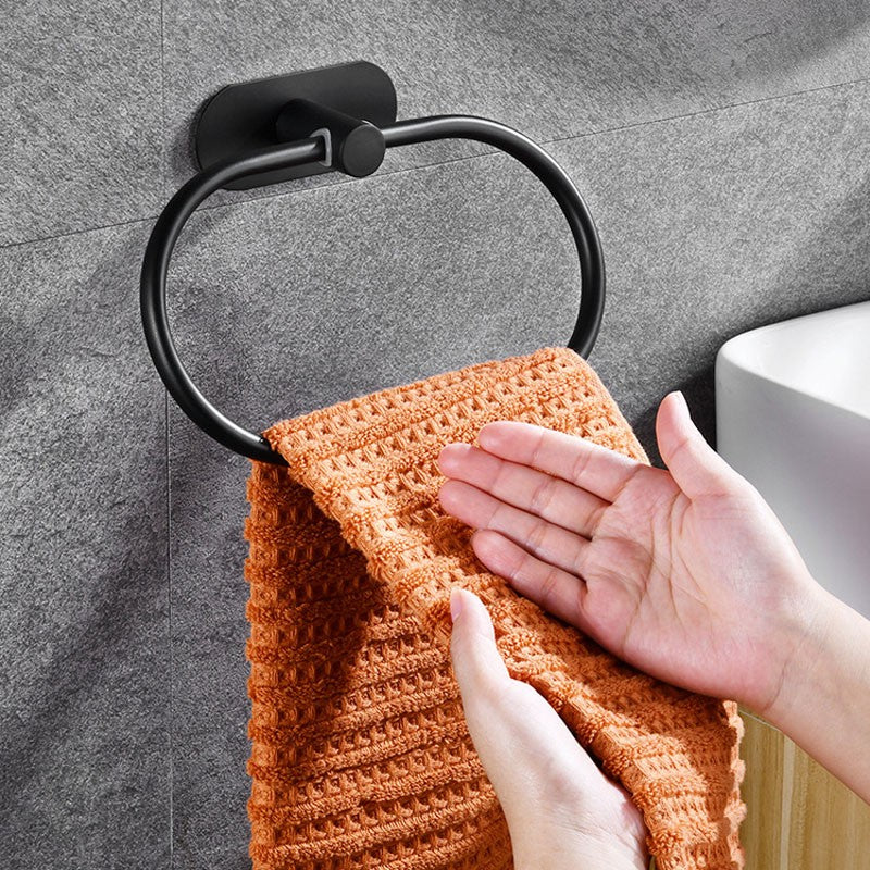 Self-adhesive Bathroom Towel Ring Hook Hardware Accessories Storage Holder Stainless Steel Hand Towel Holder Modern Round Towel