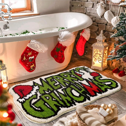 Christmas Mats Imitation Cashmere Carpet Bathroom Room Living Room Absorbent Non Slip Floor Mat Carpet Door Mat Home Party Decor