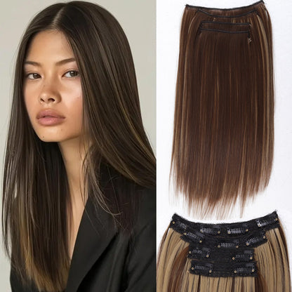 Peruca Sintética de 14 Polegadas com Quatro Peças Extensão de Cabelo Liso Peruca com Presilha Estilo BB Adequada para Mulheres Natal Ano Novo Carnaval Música