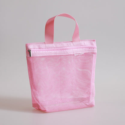 Multi Pocket Mesh Beach Bag Fitness Sports Storage Bag Seaside Swimsuit Bag Large Capacity Tote Bag Portable Toiletry Organizer