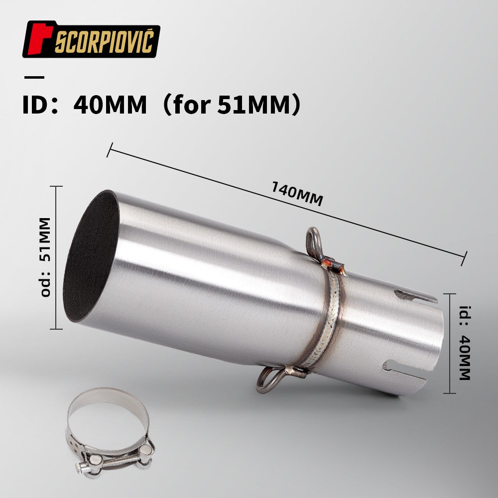Motorcycle Universal Exhaust Mid Pipe OD 51mm ID 28-45mm Slip On Adapter Pipe Fit Most Motorbike Exhaust Mod