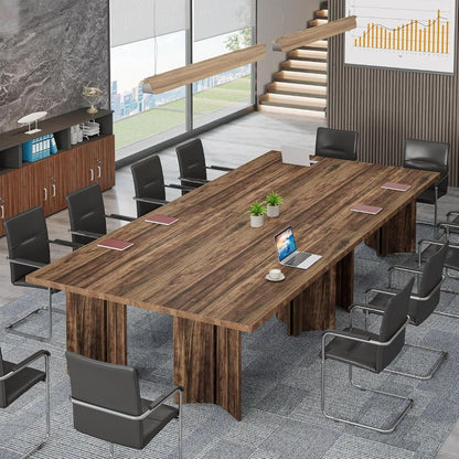 5.5FT Conference Table, 63-inch Rectangle Meeting Seminar Table, Large Wooden Business Tables for 4-6 People, Heavy Duty Pedest