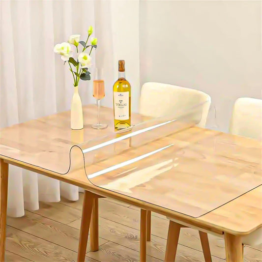 PVC transparent tablecloth with a thickness, heat-resistant, waterproof, and oil resistant dining table mat, 1pc