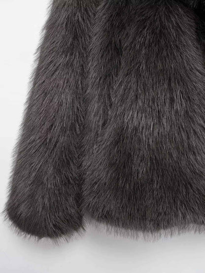 KONDALA 2025 Fall Winter Casual Faux Fur Brown Women Warm Jackets Streetwear Turn Down Collar Christmas Oversized Elegant Coats