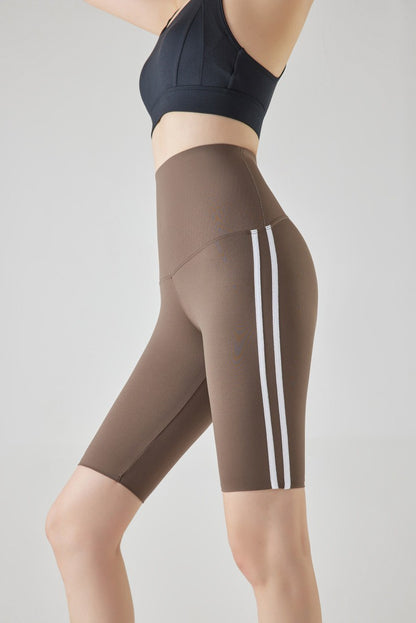 Five-point Summer Versatile Pants Side Stripe Sports Shark Pants Women's Outerwear Long Pants High Waist Seamless Barbi