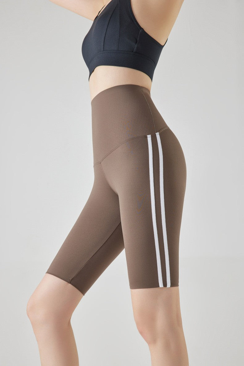 Five-point Summer Versatile Pants Side Stripe Sports Shark Pants Women's Outerwear Long Pants High Waist Seamless Barbi