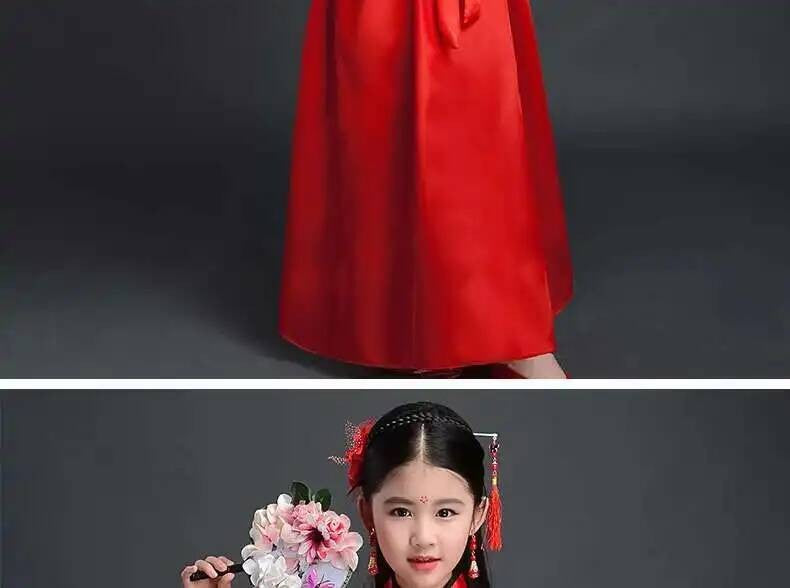 Hanfu Chinese Costume Girls Children Kimono Traditional Vintage Ethnic Fan Students Dance Halloween Japanese Yukata Kimono Style