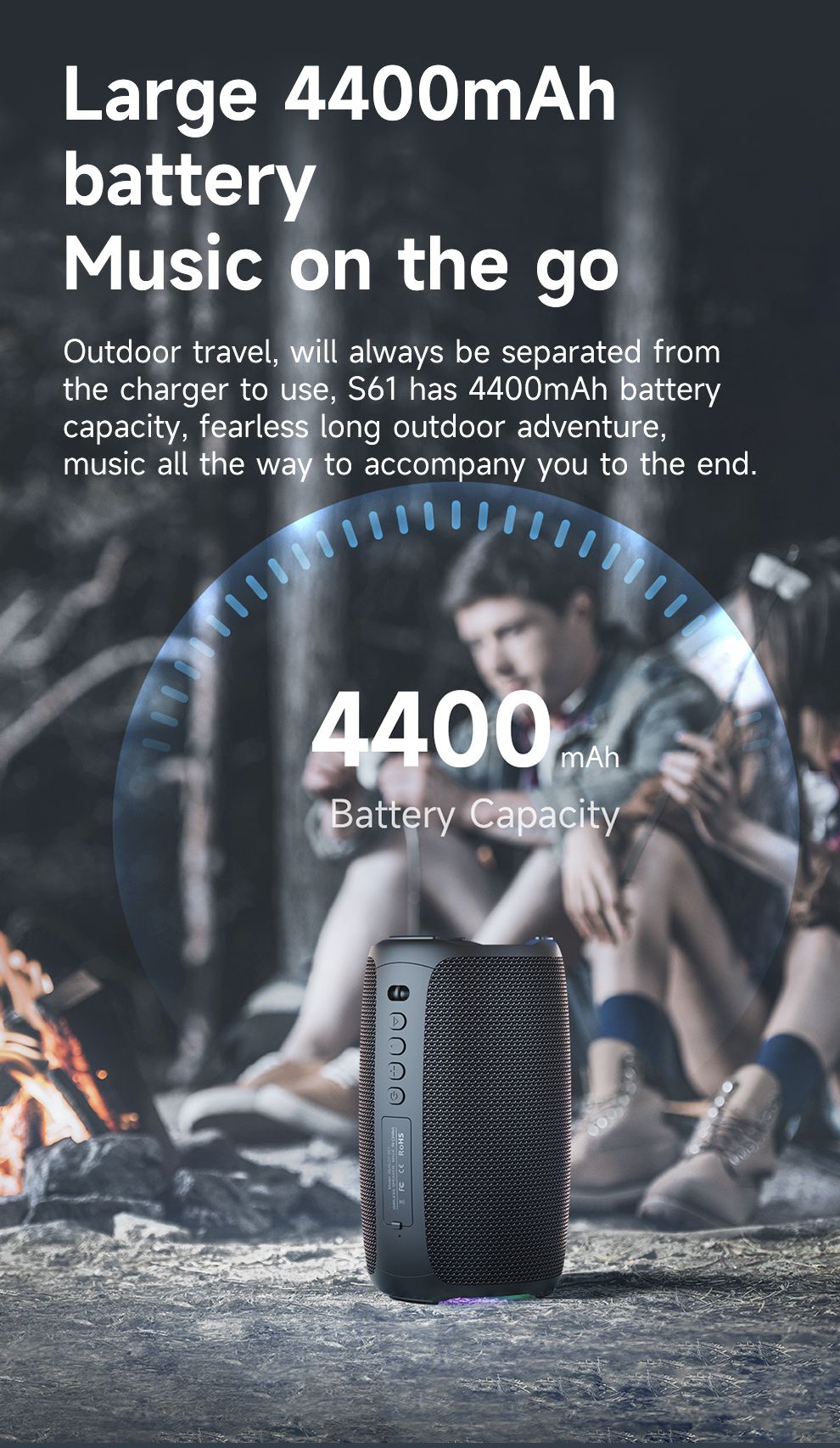 Caixa de Som Bluetooth Zealot-S61, com Proteção à Prova d'Água IPX6 e Graves para Ambiente Externo para Festas no Quintal e na Praia, Alto-falante de 10W